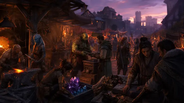 Originalillustration einer Fantasy-MMORPG-Welt für einen Serverratgeber