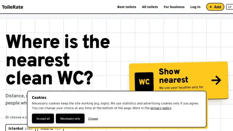 Toiletteninfos zu Cafés, Restaurants und Sehenswürdigkeiten
